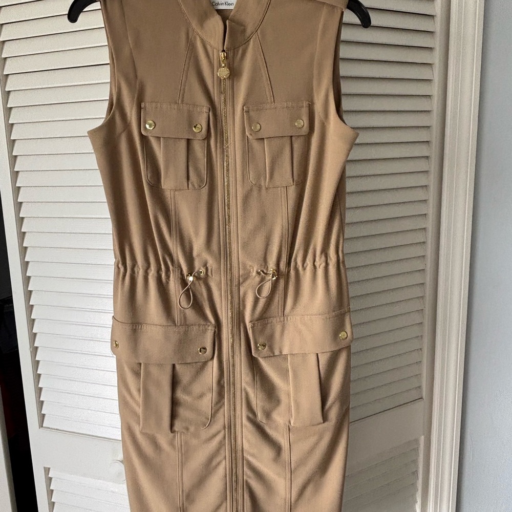 Calvin Klein tan dress